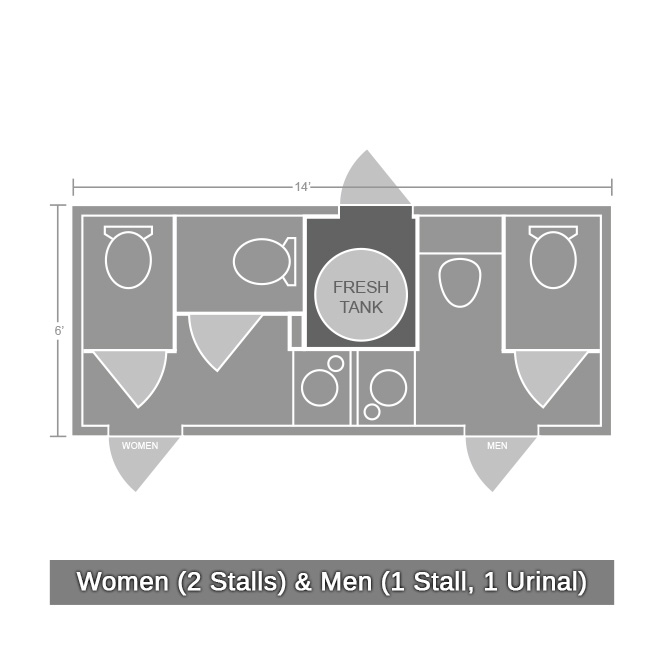 4 station restroom trailer layout